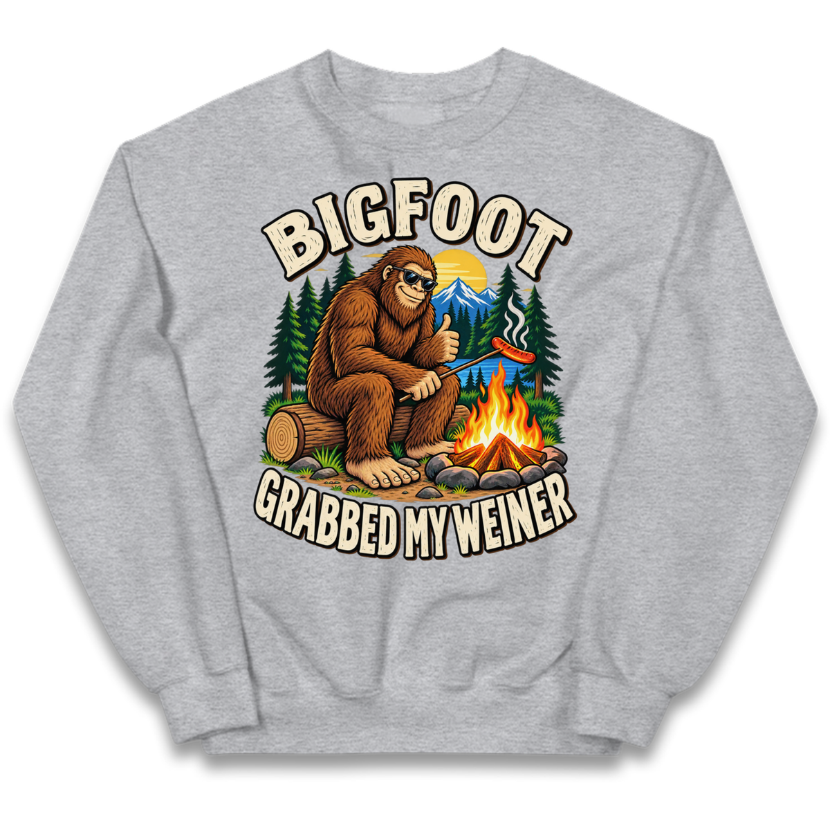 Bigfoot Grabbed My Weiner Camping Kids Jumper