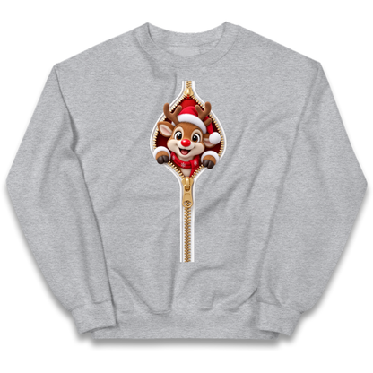 Reindeer Zip Christmas Kids Jumper