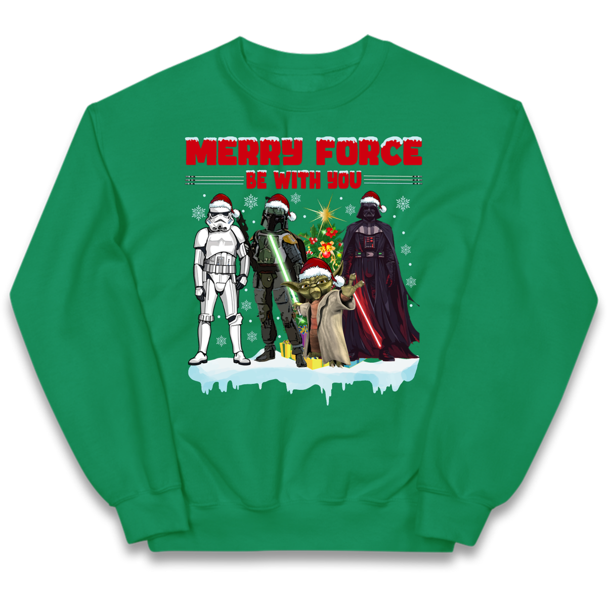 Merry Force Be With You Christmas Kids Jumper