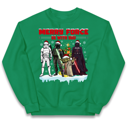 Merry Force Be With You Christmas Kids Jumper