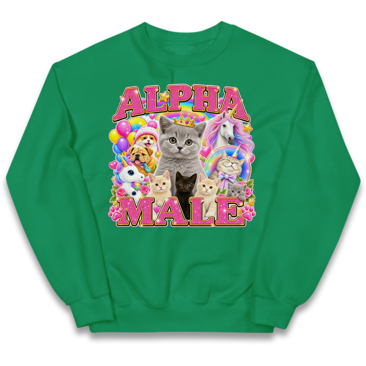 Alpha Male Funny Kitten Unicorn Kids Jumper