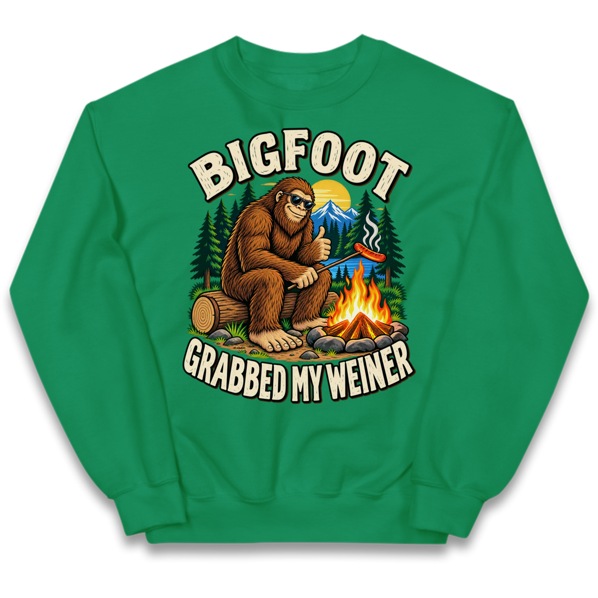 Bigfoot Grabbed My Weiner Camping Kids Jumper