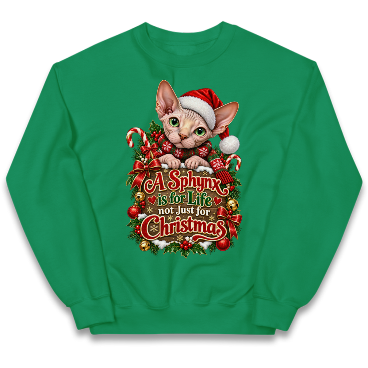 Sphynx Cat Christmas Kids Jumper