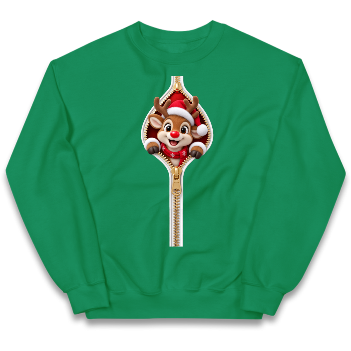 Reindeer Zip Christmas Kids Jumper