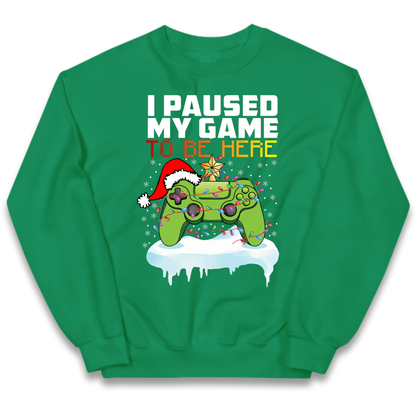 I Paused My Game Christmas Kids Jumper