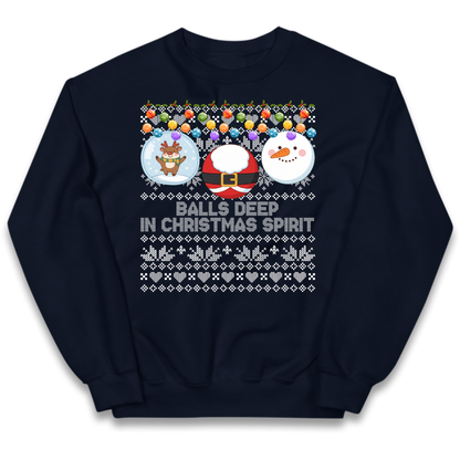 Balls Deep in Christmas Spirit Christmas Jumper Kids Jumper