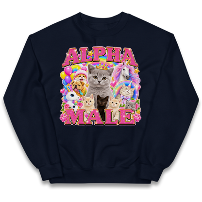 Alpha Male Funny Kitten Unicorn Kids Jumper