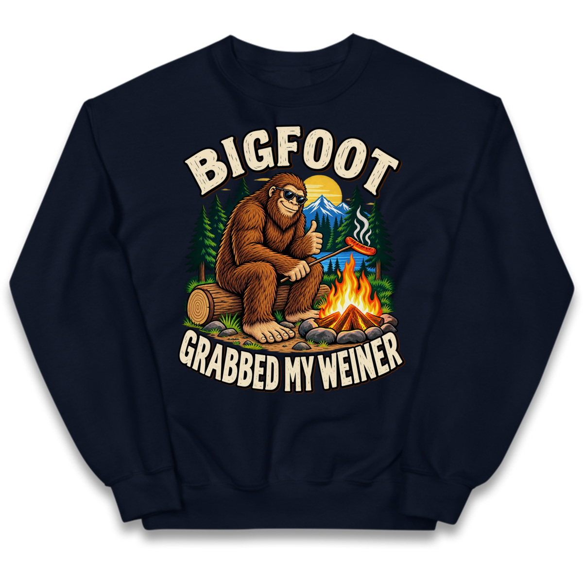 Bigfoot Grabbed My Weiner Camping Kids Jumper