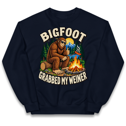 Bigfoot Grabbed My Weiner Camping Kids Jumper