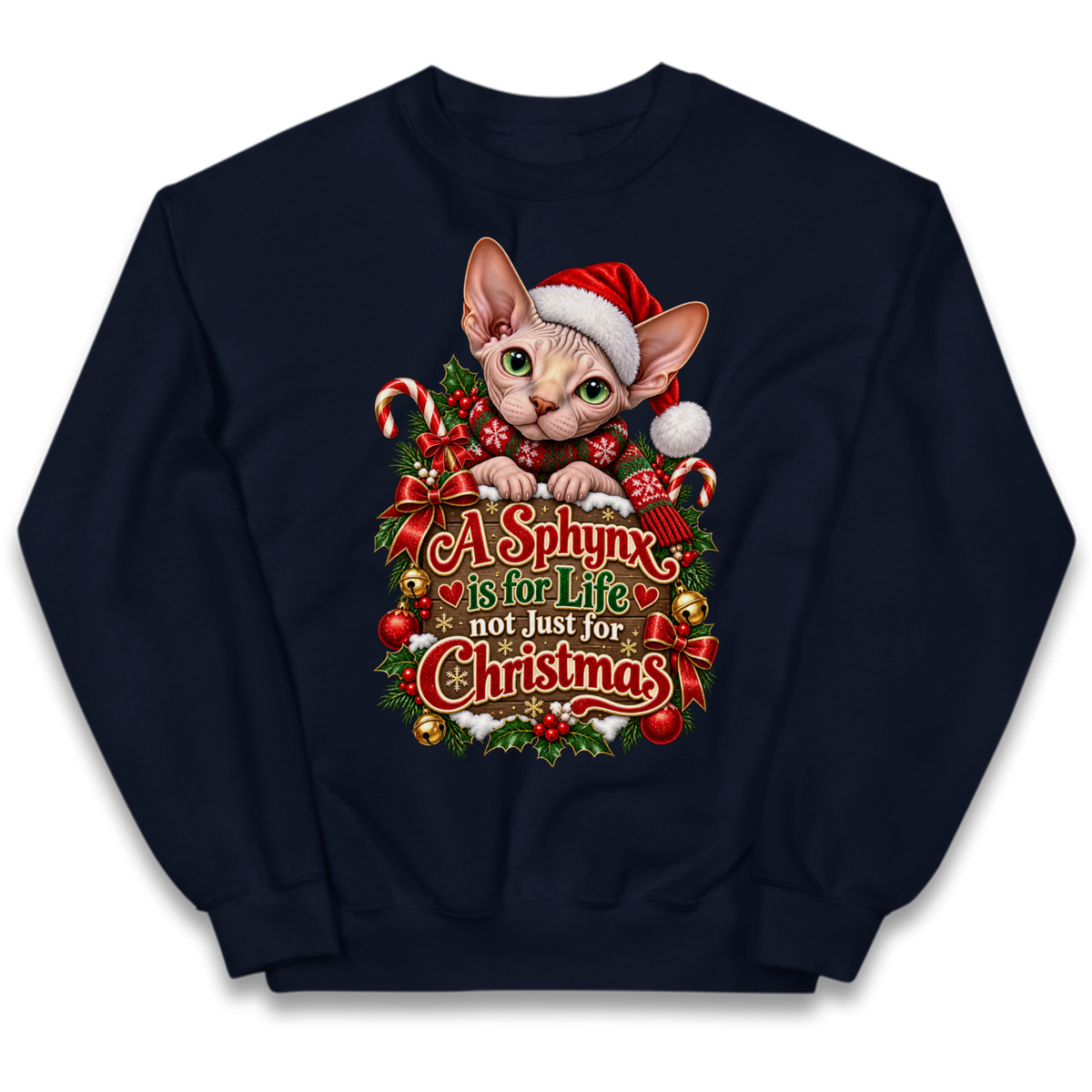 Sphynx Cat Christmas Kids Jumper