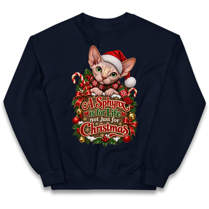 Sphynx Cat Christmas Kids Jumper