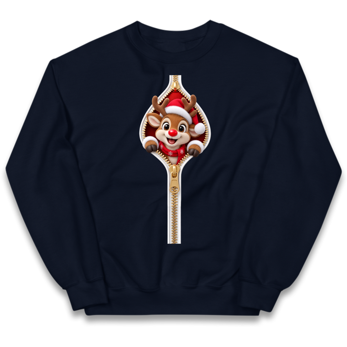 Reindeer Zip Christmas Kids Jumper