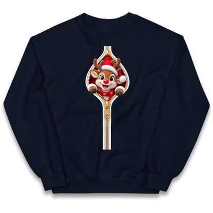 Reindeer Zip Christmas Kids Jumper