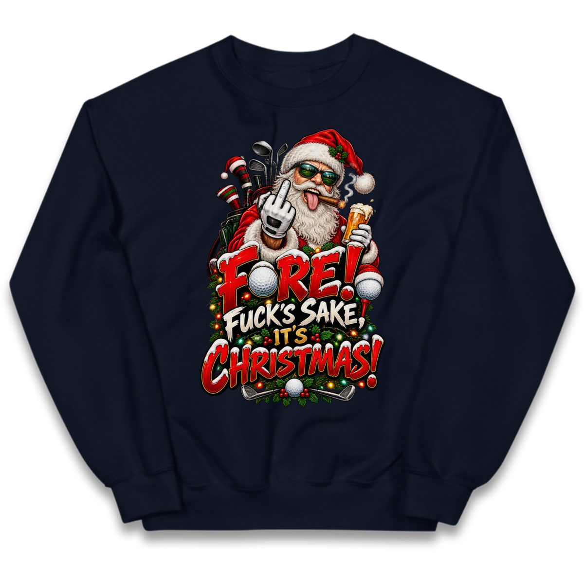 Rude Golf Christmas Kids Jumper
