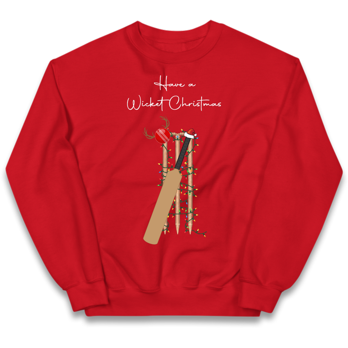 Cricket Bat Graphic Christmas Kids Jumper