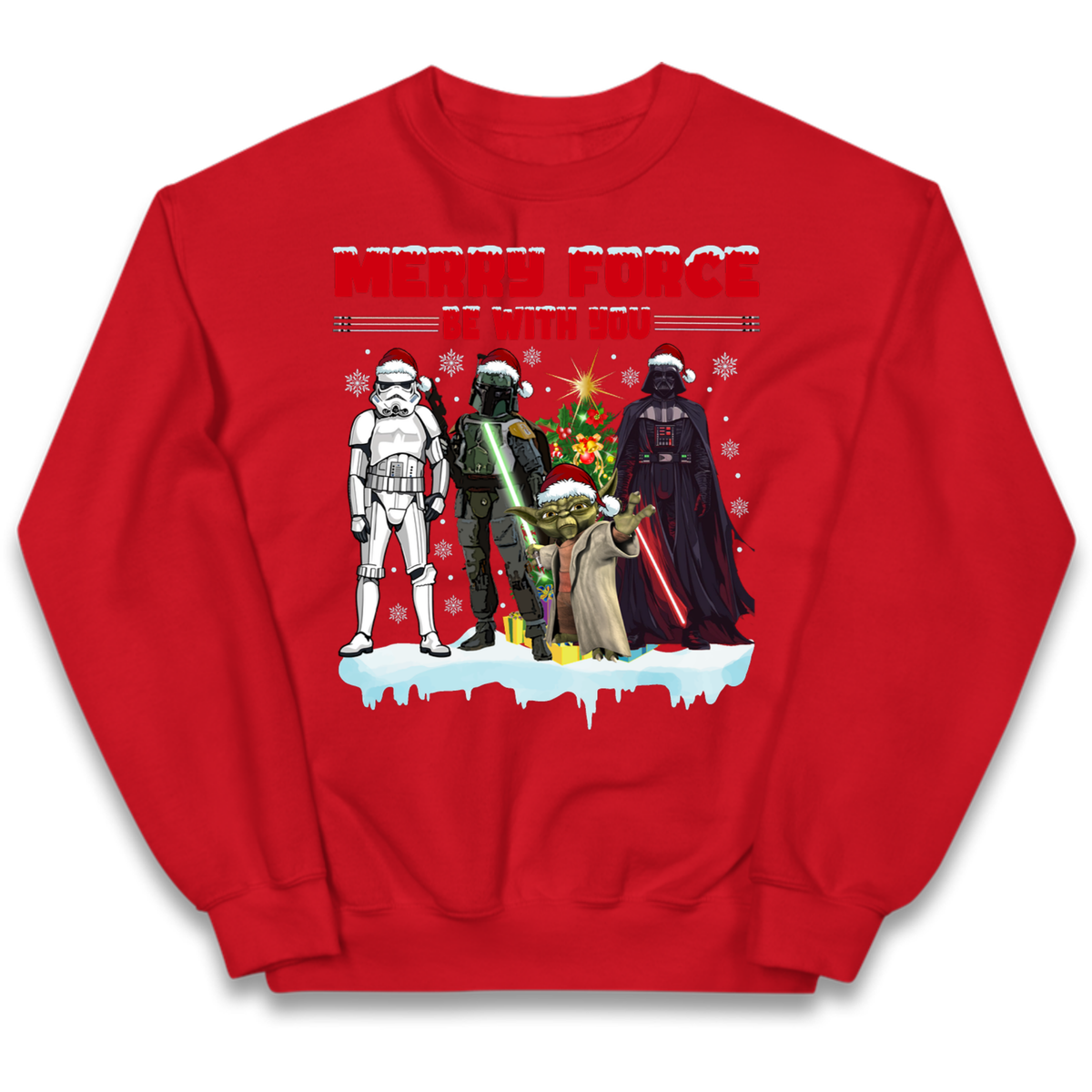 Merry Force Be With You Christmas Kids Jumper