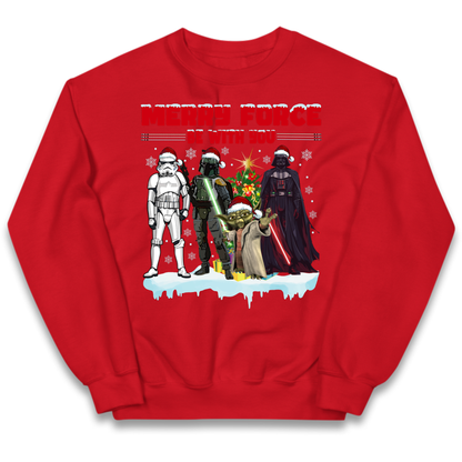 Merry Force Be With You Christmas Kids Jumper