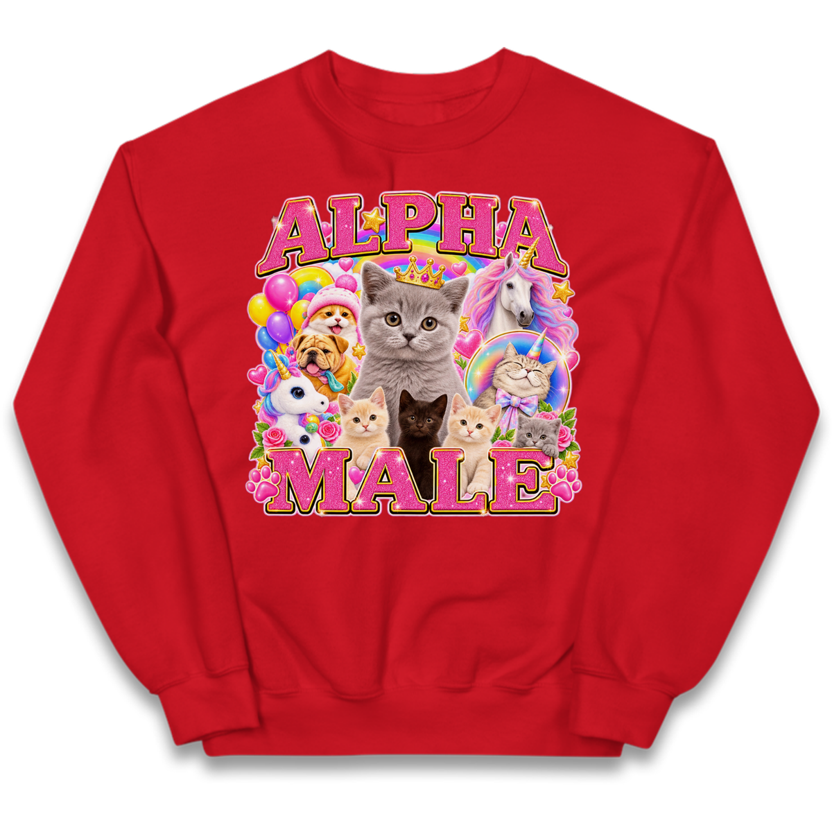 Alpha Male Funny Kitten Unicorn Kids Jumper