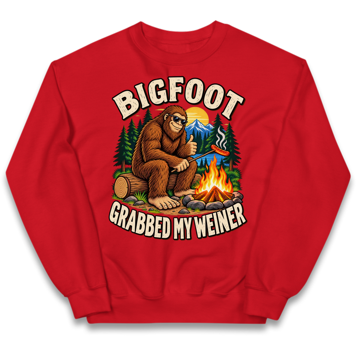 Bigfoot Grabbed My Weiner Camping Kids Jumper