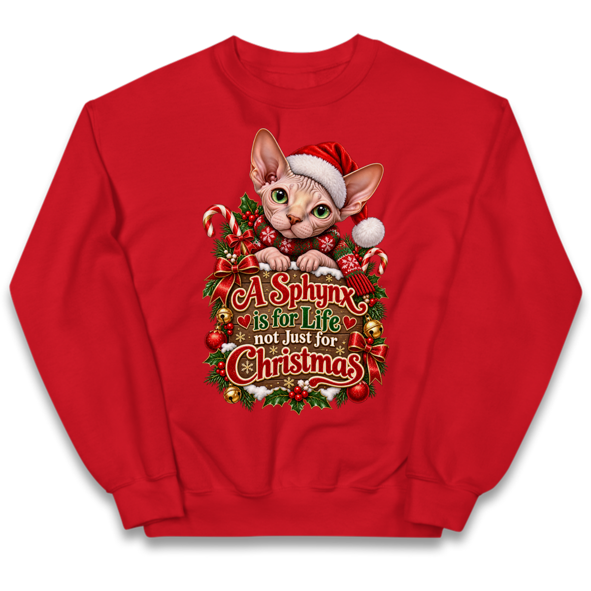 Sphynx Cat Christmas Kids Jumper