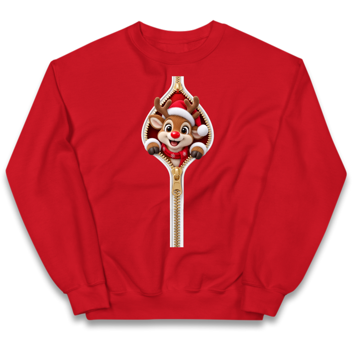 Reindeer Zip Christmas Kids Jumper