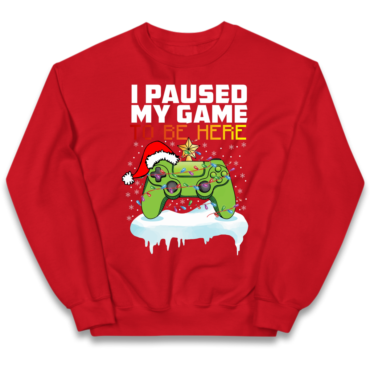 I Paused My Game Christmas Kids Jumper