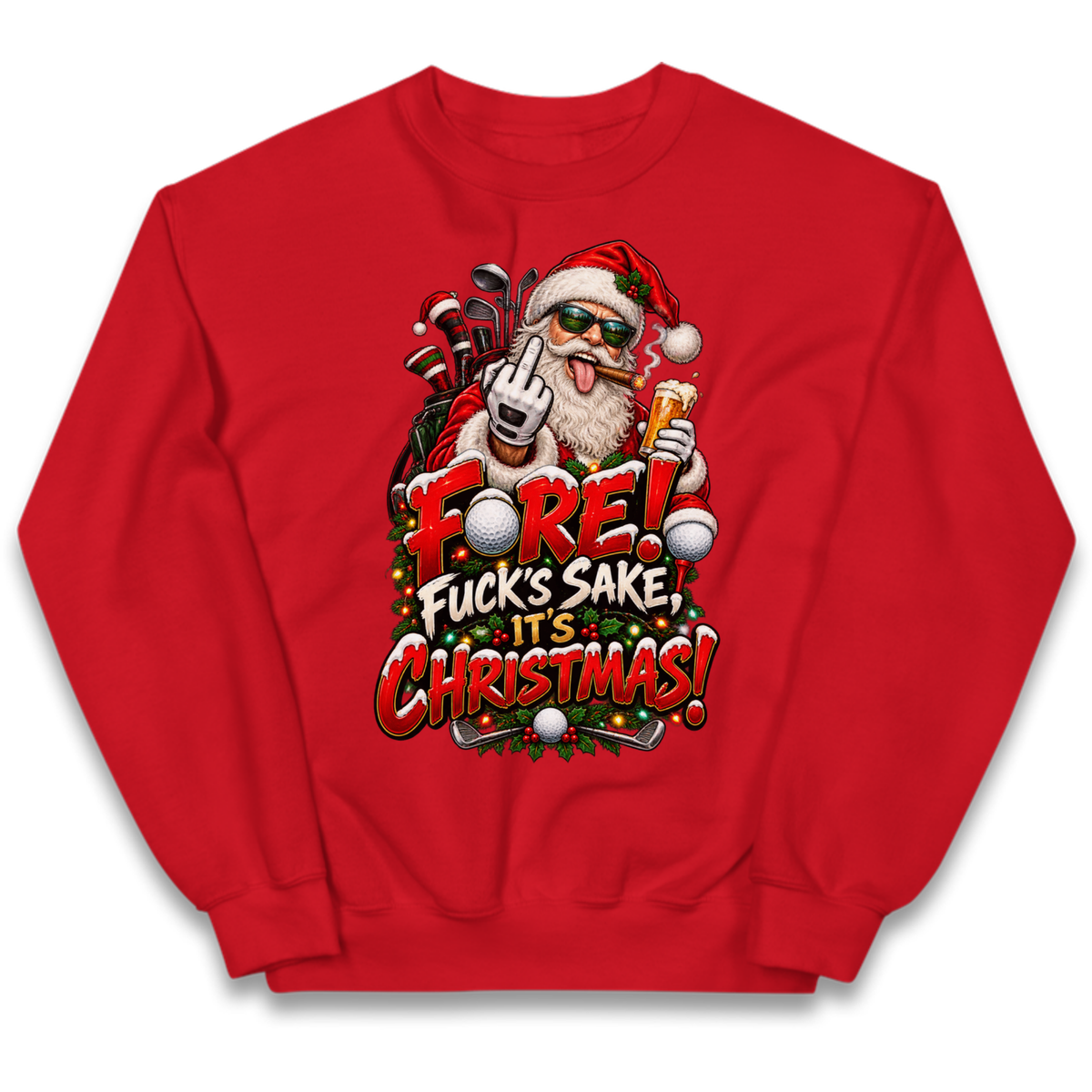 Rude Golf Christmas Kids Jumper
