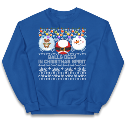 Balls Deep in Christmas Spirit Christmas Jumper Kids Jumper