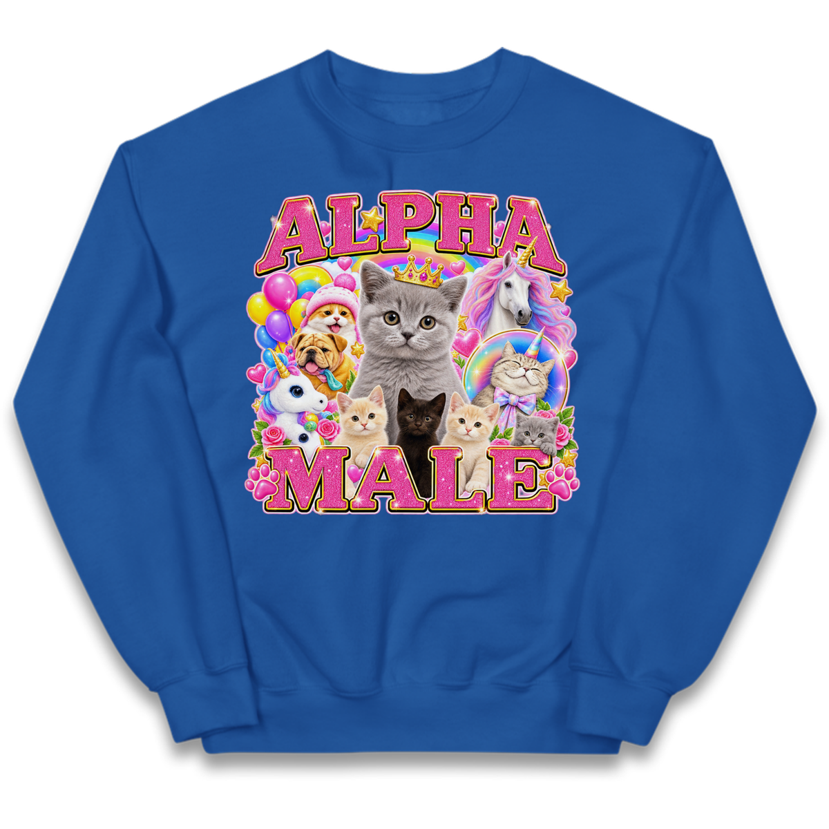 Alpha Male Funny Kitten Unicorn Kids Jumper