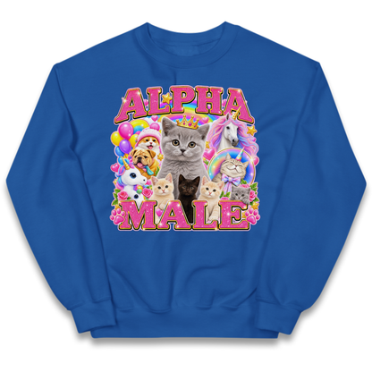 Alpha Male Funny Kitten Unicorn Kids Jumper