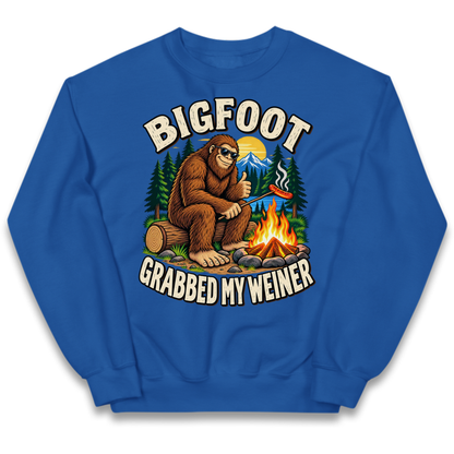 Bigfoot Grabbed My Weiner Camping Kids Jumper