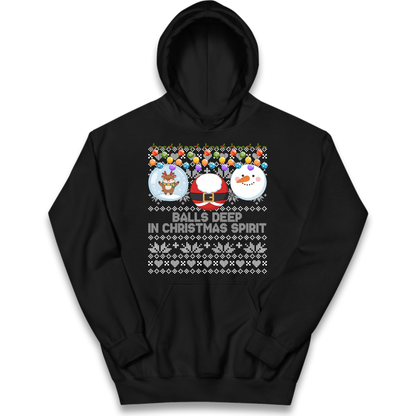 Balls Deep in Christmas Spirit Christmas Jumper Kids Hoodie
