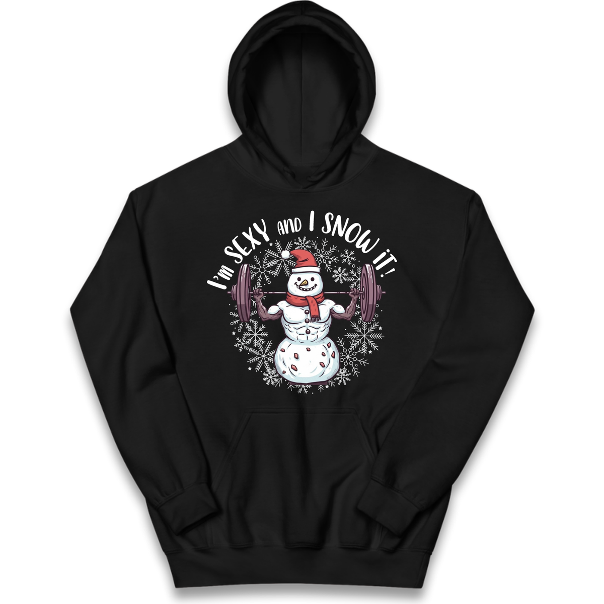 Gym Snowman Graphic Christmas Kids Hoodie