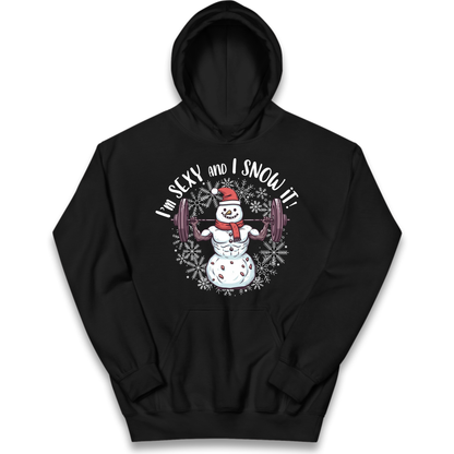 Gym Snowman Graphic Christmas Kids Hoodie