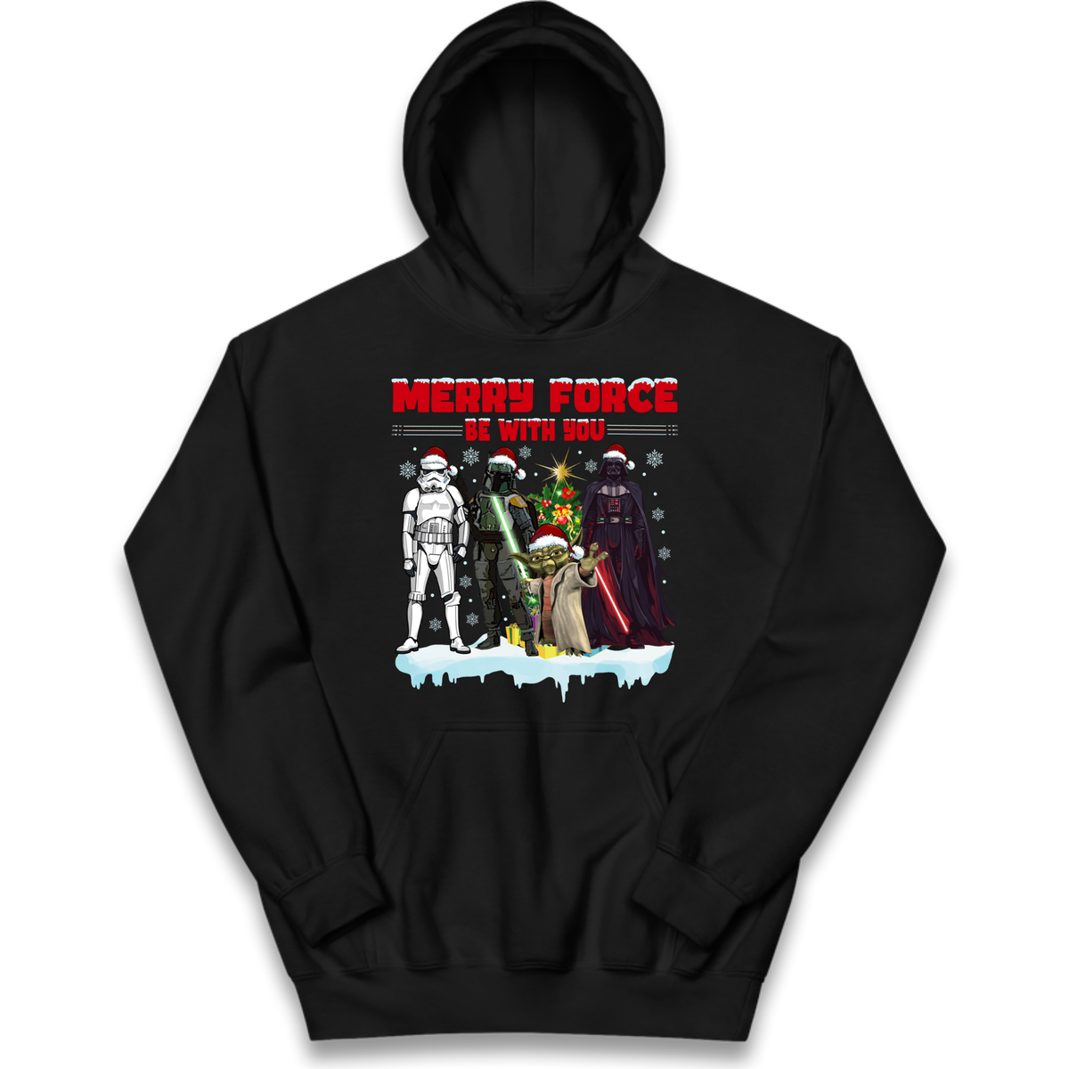 Merry Force Be With You Christmas Kids Hoodie