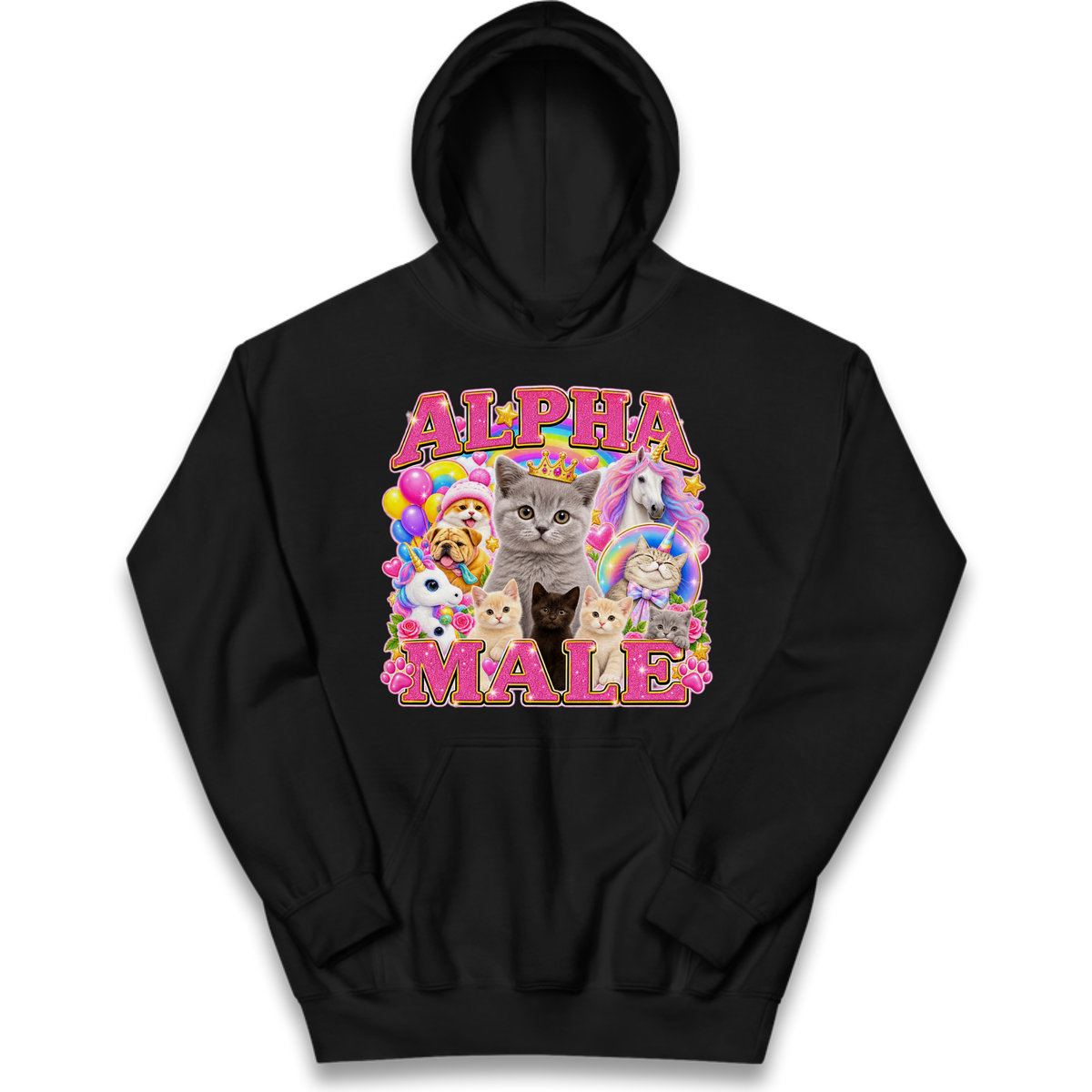 Alpha Male Funny Kitten Unicorn Kids Hoodie