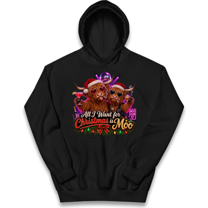 Highland Cow Christmas Kids Hoodie