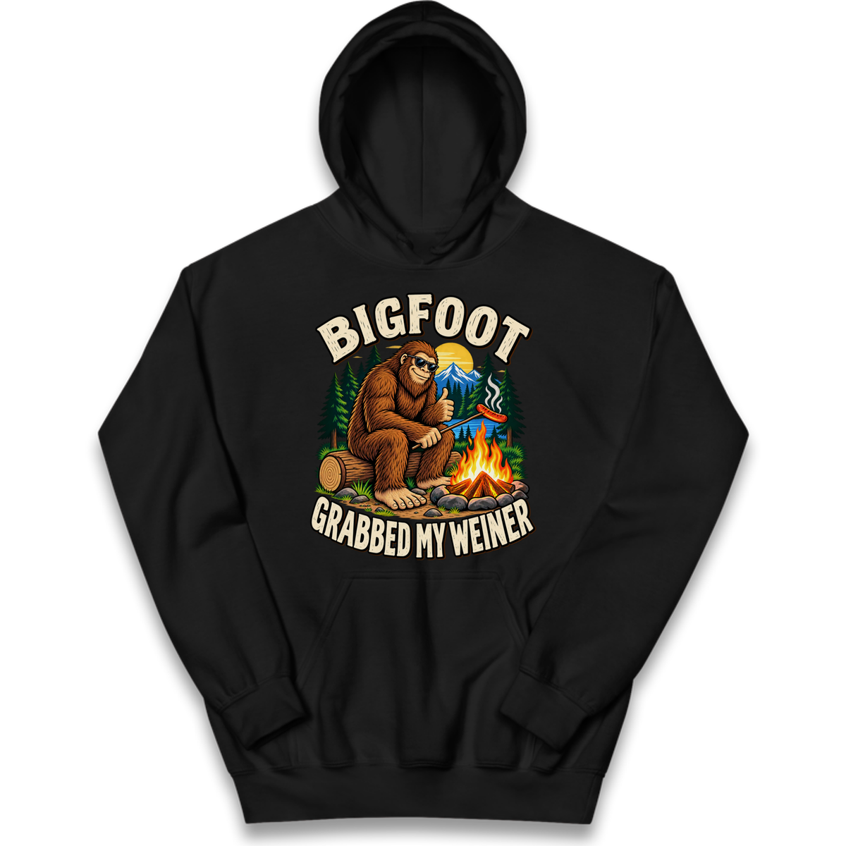 Bigfoot Grabbed My Weiner Camping Kids Hoodie