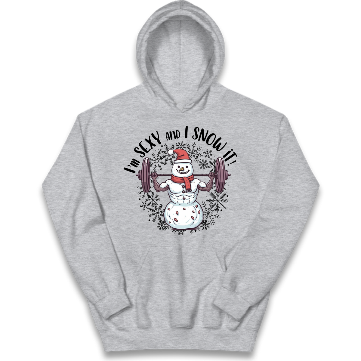 Gym Snowman Graphic Christmas Kids Hoodie