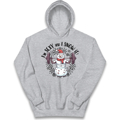 Gym Snowman Graphic Christmas Kids Hoodie
