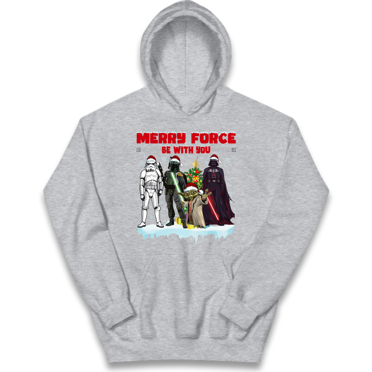 Merry Force Be With You Christmas Kids Hoodie