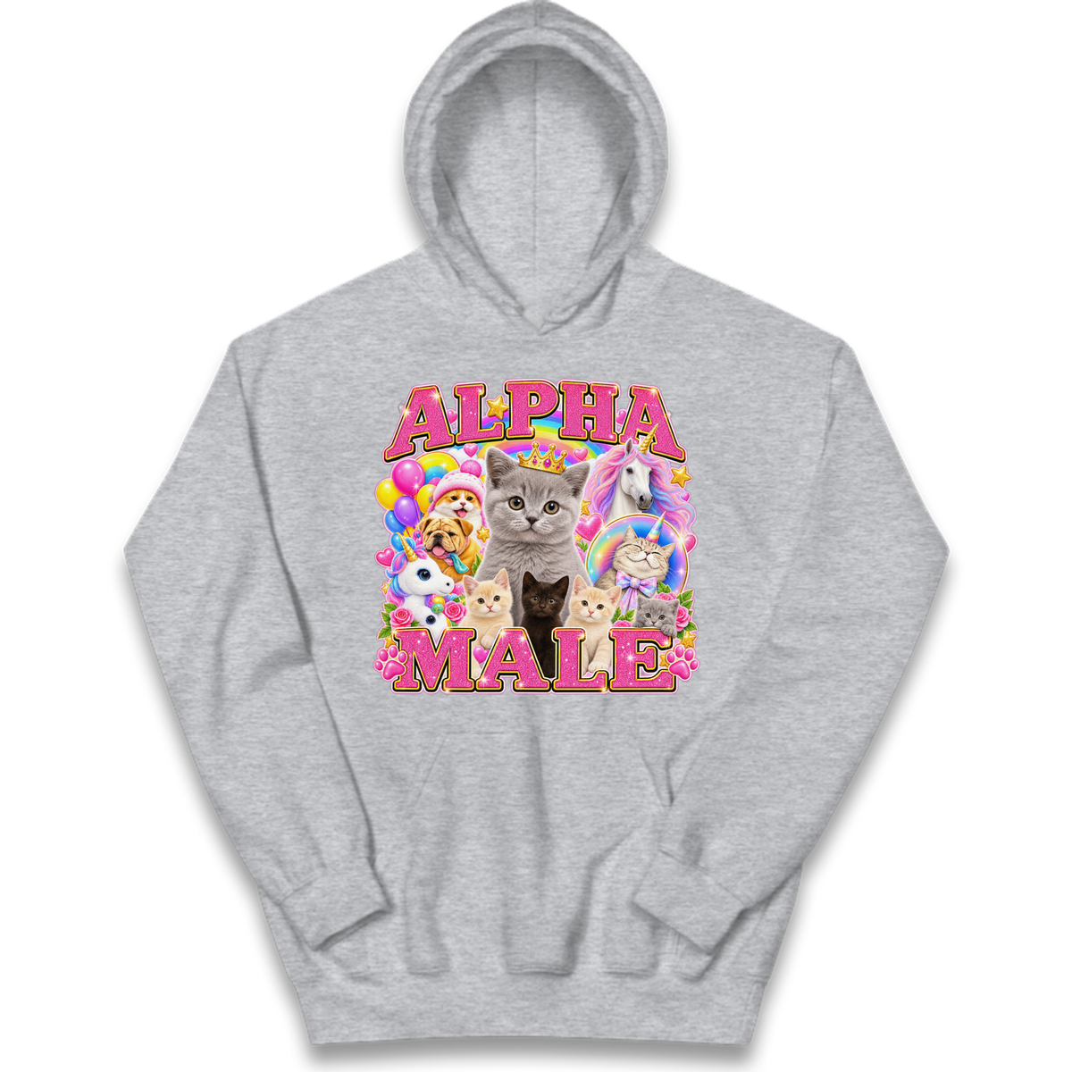 Alpha Male Funny Kitten Unicorn Kids Hoodie