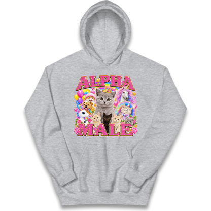 Alpha Male Funny Kitten Unicorn Kids Hoodie