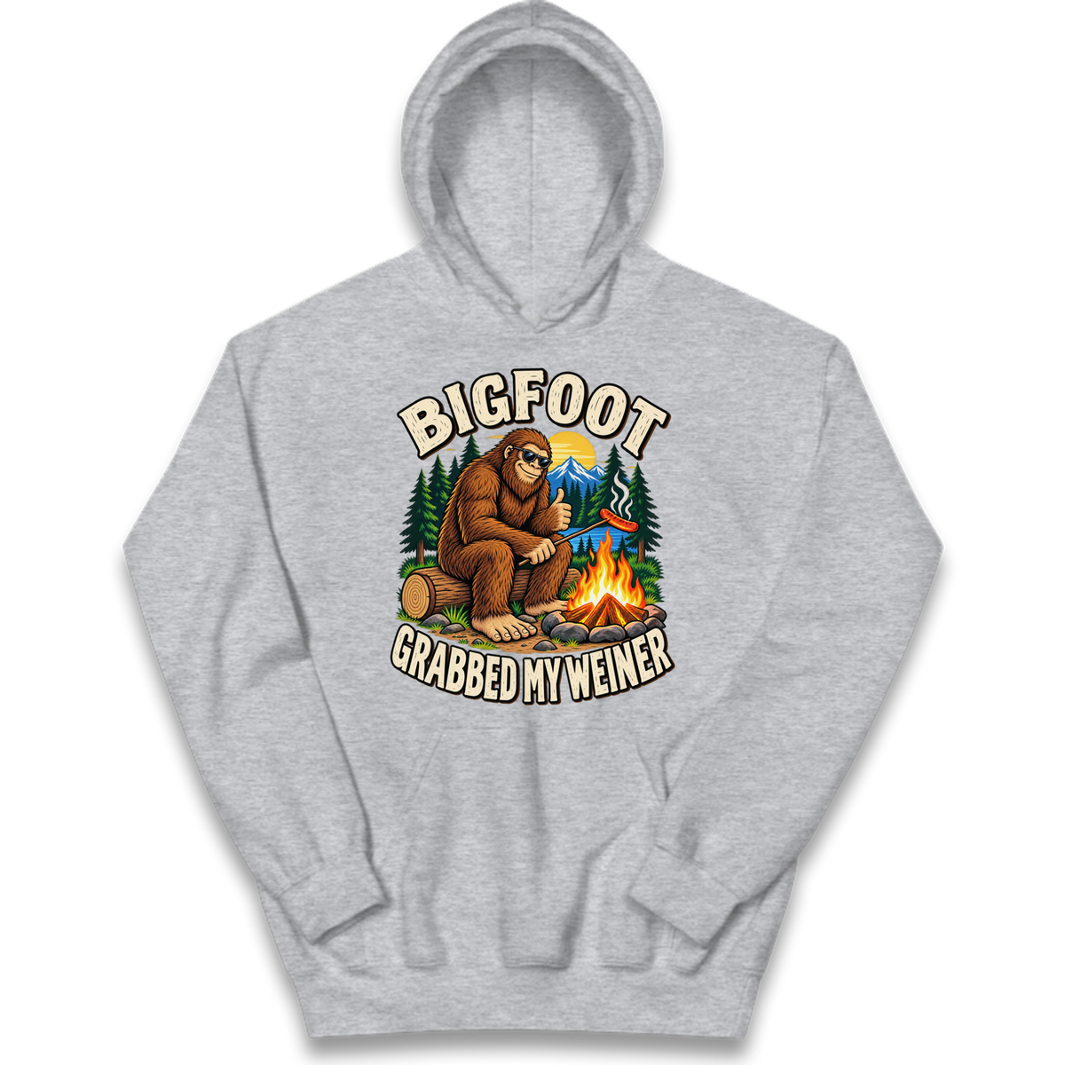 Bigfoot Grabbed My Weiner Camping Kids Hoodie