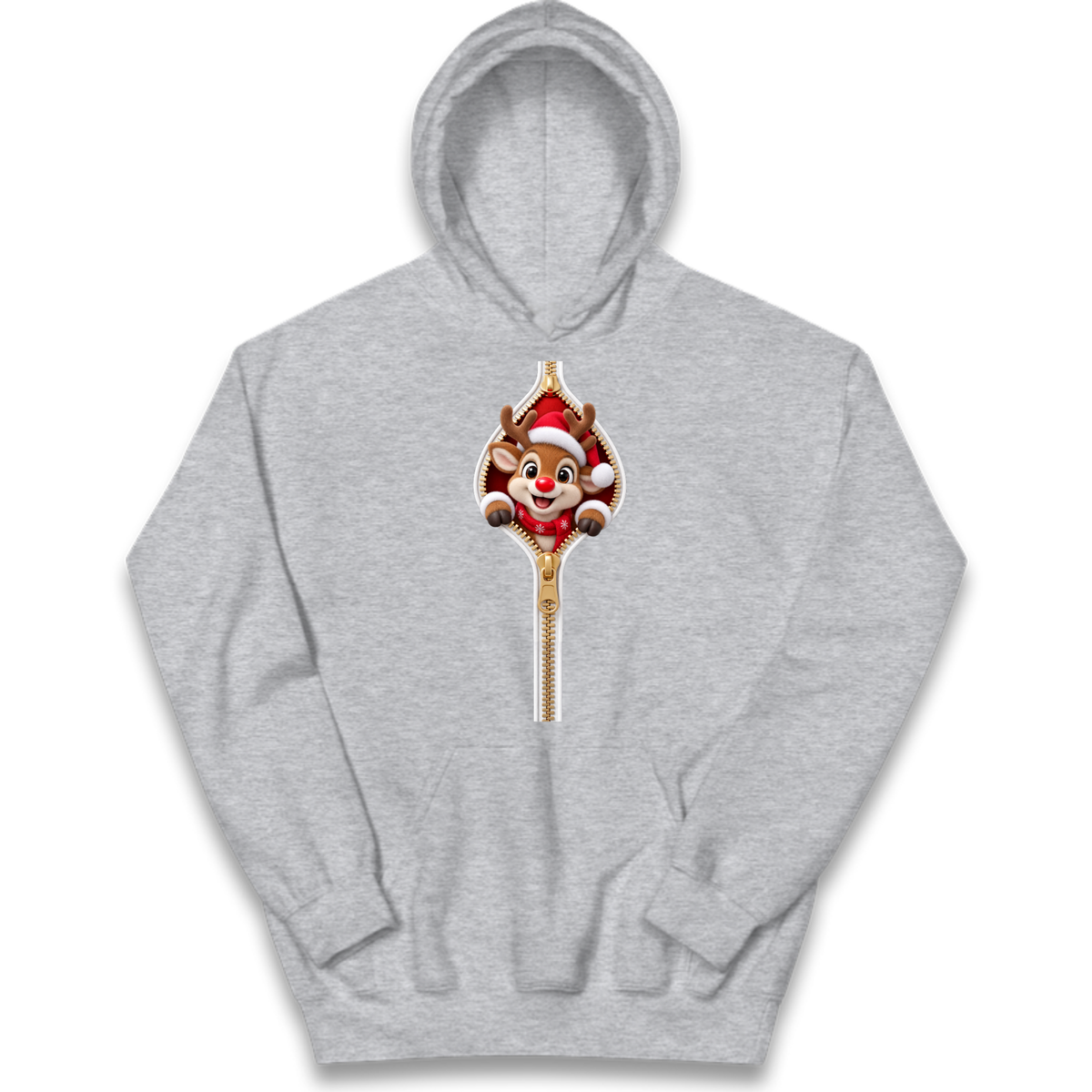 Reindeer Zip Christmas Kids Hoodie