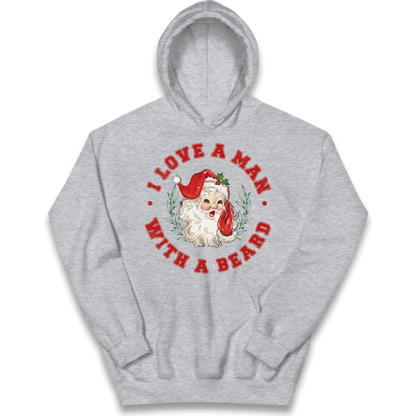 I Love A Man With A Beard Kids Hoodie
