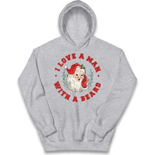 I Love A Man With A Beard Kids Hoodie