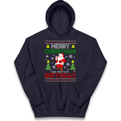 Santa birthday design Kids Hoodie