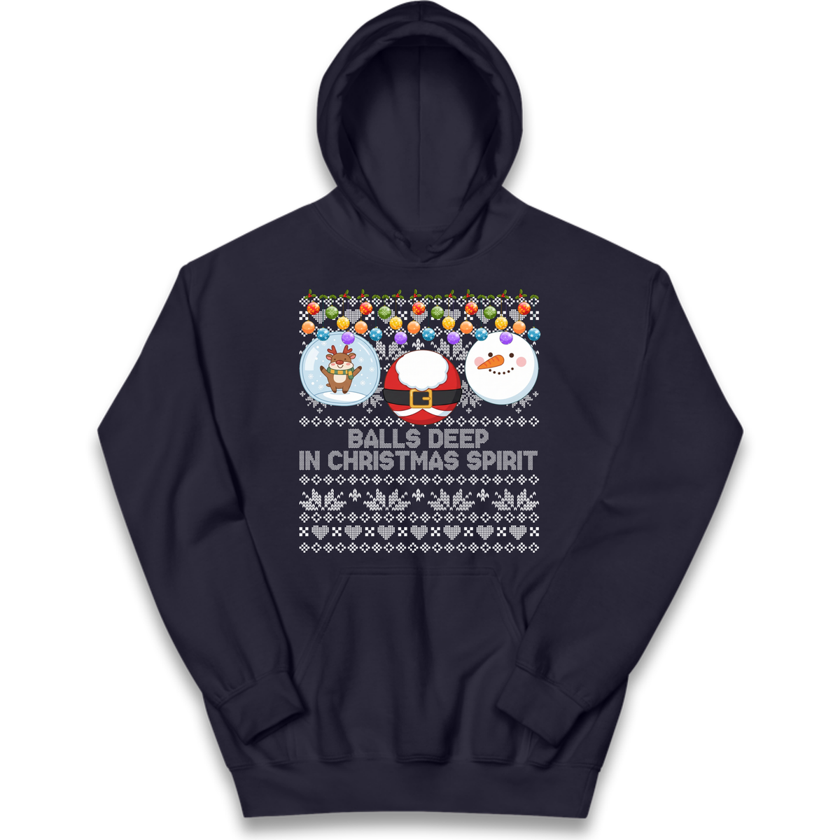 Balls Deep in Christmas Spirit Christmas Jumper Kids Hoodie