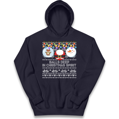 Balls Deep in Christmas Spirit Christmas Jumper Kids Hoodie